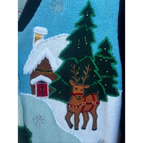 Quacker Factory Women's Small  Ugly Christmas Cardigan Sweater Santa Toy angel - Picture 4 of 6